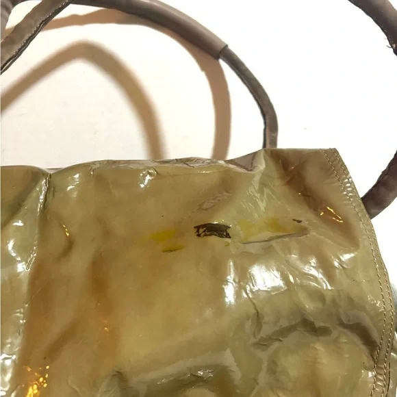 Brunello Cucinelli convertible taupe patent & suede backpack